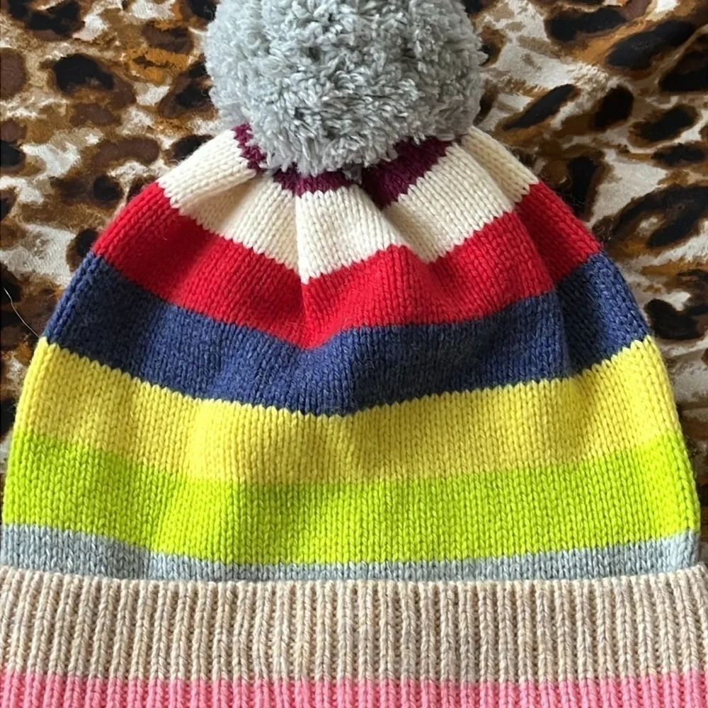 Brand New Gap Multicolored Striped Knit Cuffed Pom Hat